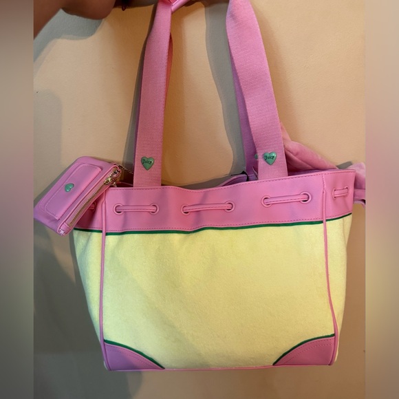 Juicy Couture Pink & Yellow Tote with Bow and Card Holder - Picture 5 of 11